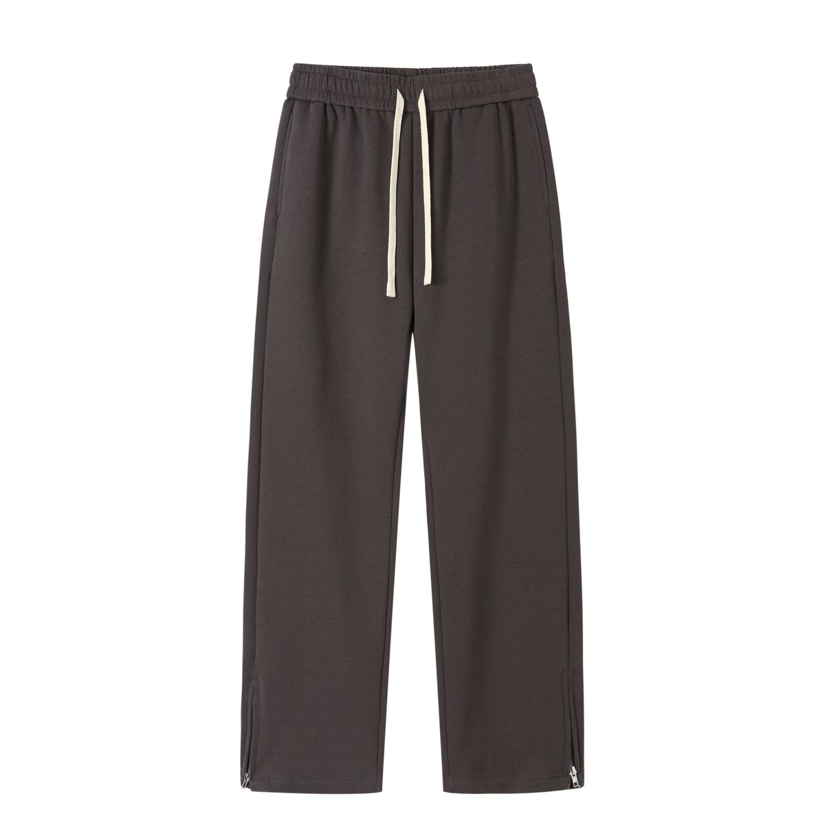 Men's Heavyweight American Style Zip up Sweatpants Casual Loose Fitting Slightly Flared High Street Straight Leg Pants for Spring 2026_viptrois.com