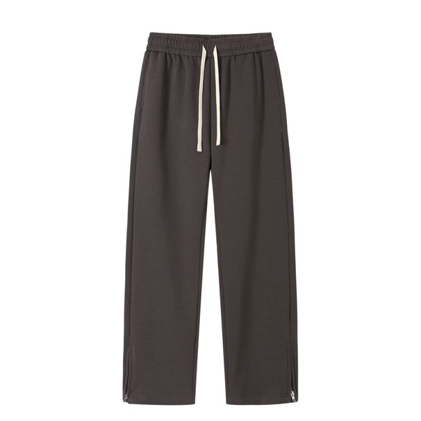 Men's Heavyweight American Style Zip up Sweatpants Casual Loose Fitting Slightly Flared High Street Straight Leg Pants for Spring 2026_viptrois.com