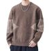 Oversized Diamond Knit Sweater – Men’s Business Casual Pullover, Stretch Polyester, Breathable & Machine Washable, Black/Grey/Khaki_viptrois.com