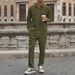 Men's Clothing Men's Corduroy Workwear Set - Long Sleeve Shirt & Relaxed Fit Pants For Casual & Urban Style (Caramel, Black, Army Green, Beige, Gray)_viptrois.com