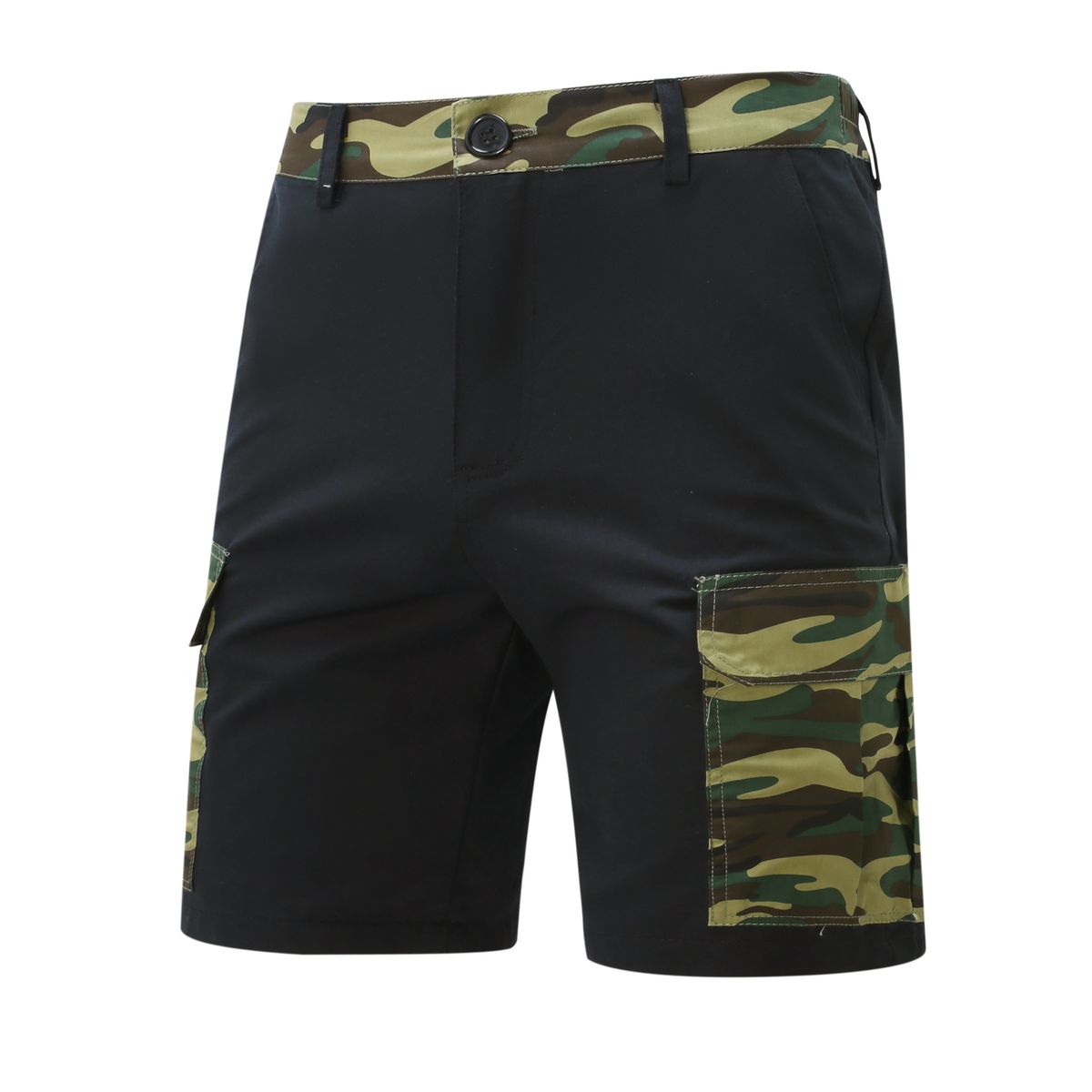 Male Love Island Spring And Summer Main Push New Men's Color Matching Multi Pocket Fashion Trend Contrast Color Versatile Workwear 5 Point Shorts_viptrois.com