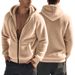 Men's Clothing Thick Warm Double Sided Fleece Jacket Zipper Loose Thickened Fleece Hooded Zip-Up Jacket - Winter Warm Loose Fit Casual Outerwear_viptrois.com