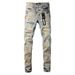 Street Designer Solid Color American Style Trendy Hip-Hop Cool Drip Slim Fit Stretch Skinny Jeans_viptrois.com