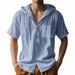 K Men's Casual Short Sleeved Shirt With Drawstring Button Pocket Cardigan Shirt And Loose Beach T-shirt_viptrois.com