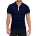 Summer Men's Polo Shirt Short Sleeve T-Shirt Lapel Collar Slim Fit Solid Color Top_viptrois.com