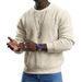 Men's Clothing Spring And Autumn Men's Solid Color T Shirt Waffle Round Neck Top Long Sleeve_viptrois.com