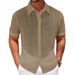 Men's Clothing Foreign Trade Men's Clothing Summer Men's Casual Knitted Shirt New Style Lapel Hollow Breathable Short Sleeved Top A0402_viptrois.com