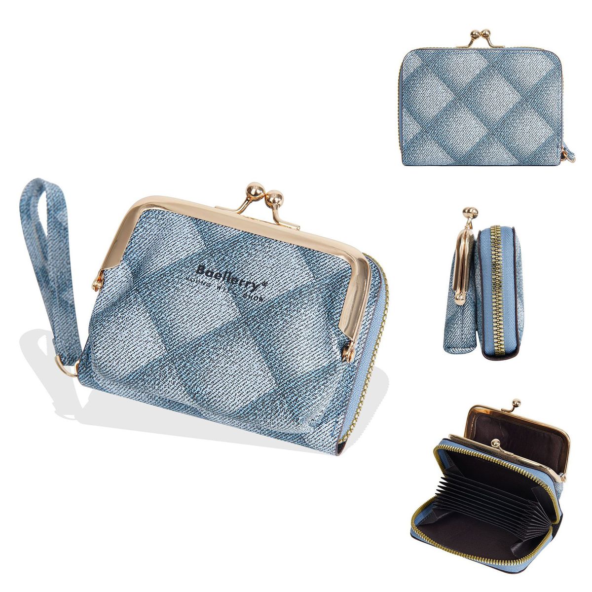 Card Bag Card Cases Women's Coin Purse Small Diamond Zipper Accordion Card Holder Multi Function Wallet_viptrois.com