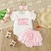 Mother & Kids Children's clothing, starting from one piece, 2024 new style, baby girl summer letter short-sleeved romper plaid PP shorts suit_viptrois.com