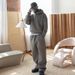 Y2K American Retro Simple Classic Hoodie Two-piece Set Men's Street Fashion Sweater Women's Gray Harajuku Sweatpants_viptrois.com