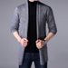 Pure Autumn Winter Knitted Cardigan Sweater Coat Youth Korean Style Outerwear Mid-Length Unique Cape Men's Clothing_viptrois.com