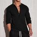 Men's Athletic Polo Shirt – Vertical Stripe Design, Breathable Cotton Blend, Stand Collar & Long Sleeves For Sports & Casual Wear_viptrois.com
