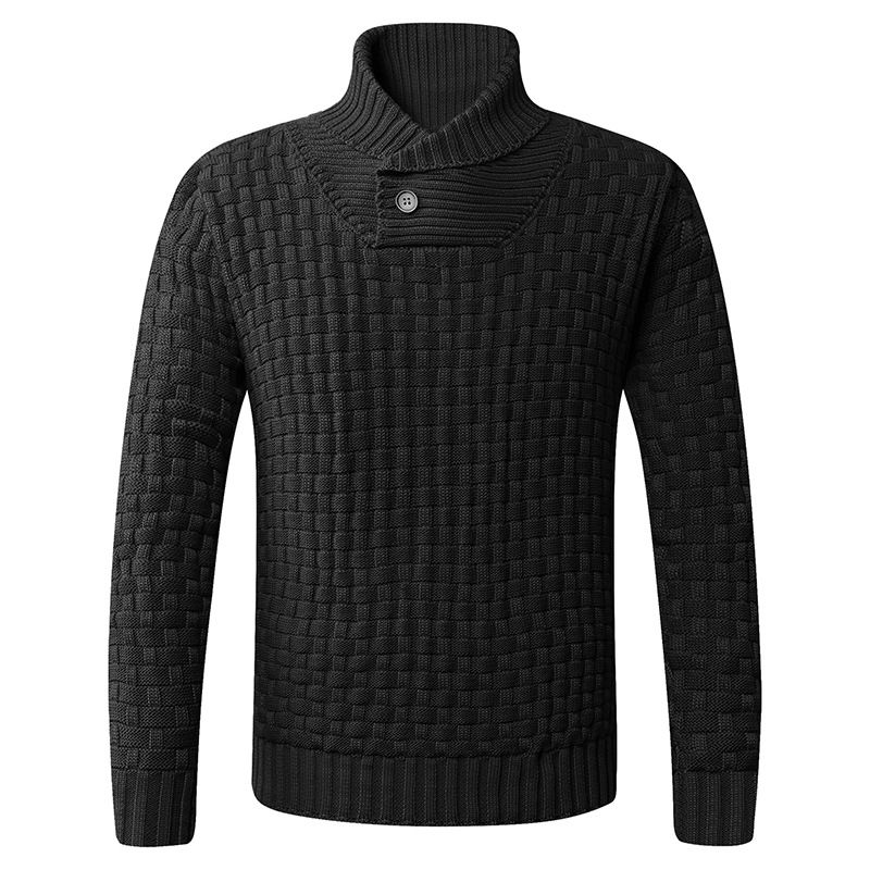 Men's Business Casual Knit Sweater With Turn-Down Collar, Slim Fit Pullover For Autumn & Winter, Warm & Stylish, Machine Washable_viptrois.com