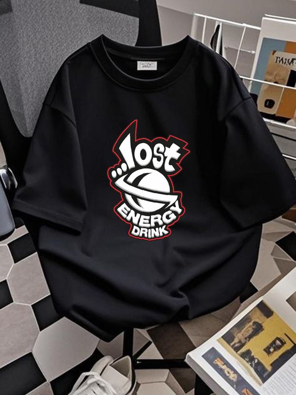 Lost Energy Drink T Shirt White XL Enterprises Stretched Soft Breathable Comfortable Top For Everyday Wear Casual Summer Homme Slightly Versatile_viptrois.com