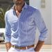 Men's Long Sleeved Striped Shirts Button Down Casual Stylish Comfortable Style 23 Perfect For Vacation Look_viptrois.com