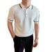 Men's Clothing Knitted Ice Silk Shirt Casual Business Contrast Color Short Sleeved Half Sleeved Lapel T Shirt_viptrois.com
