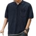 2024 Summer New Turn-down Collar Button T-shirt Men's European Style Washed Short Sleeve Loose Casual Top Men_viptrois.com