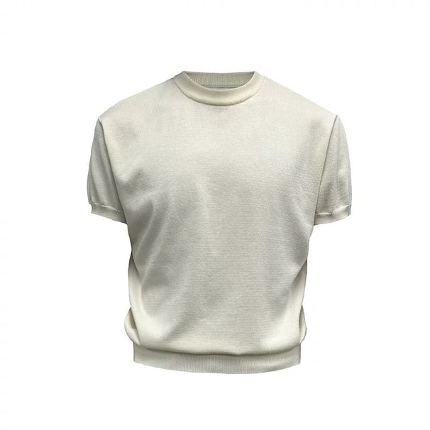 Pulse Gray Knitted Slim Fit Short Men's Fitness Muscle-Enhancing Ribbed Cuff T-Shirt American Cleanfit Half Sleeve_viptrois.com