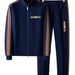 Men's Clothing Casual Stand Collar Zipper Sweatshirt Cardigan Jacket Two Piece Set_viptrois.com