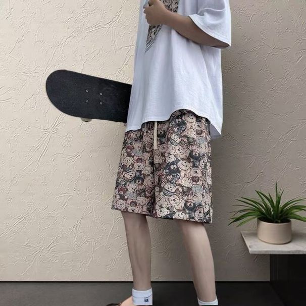 Men's Style Casual Five Point Pants Thin Loose Mid Length Summer Beach Shorts Trendy Plus Size_viptrois.com