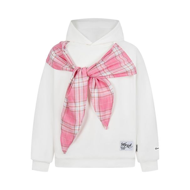 College Style Patchwork Plaid Bow Tie Hooded Sweatshirt Unisex Niche Design Autumn Winter Trendy Brand Sportswear_viptrois.com