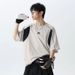 Men's Clothing Embroidered Cotton Short Sleeved T Shirt For Men Summer New Style Contrast Color Open Stitching Design Trendy Brand T Shirt_viptrois.com