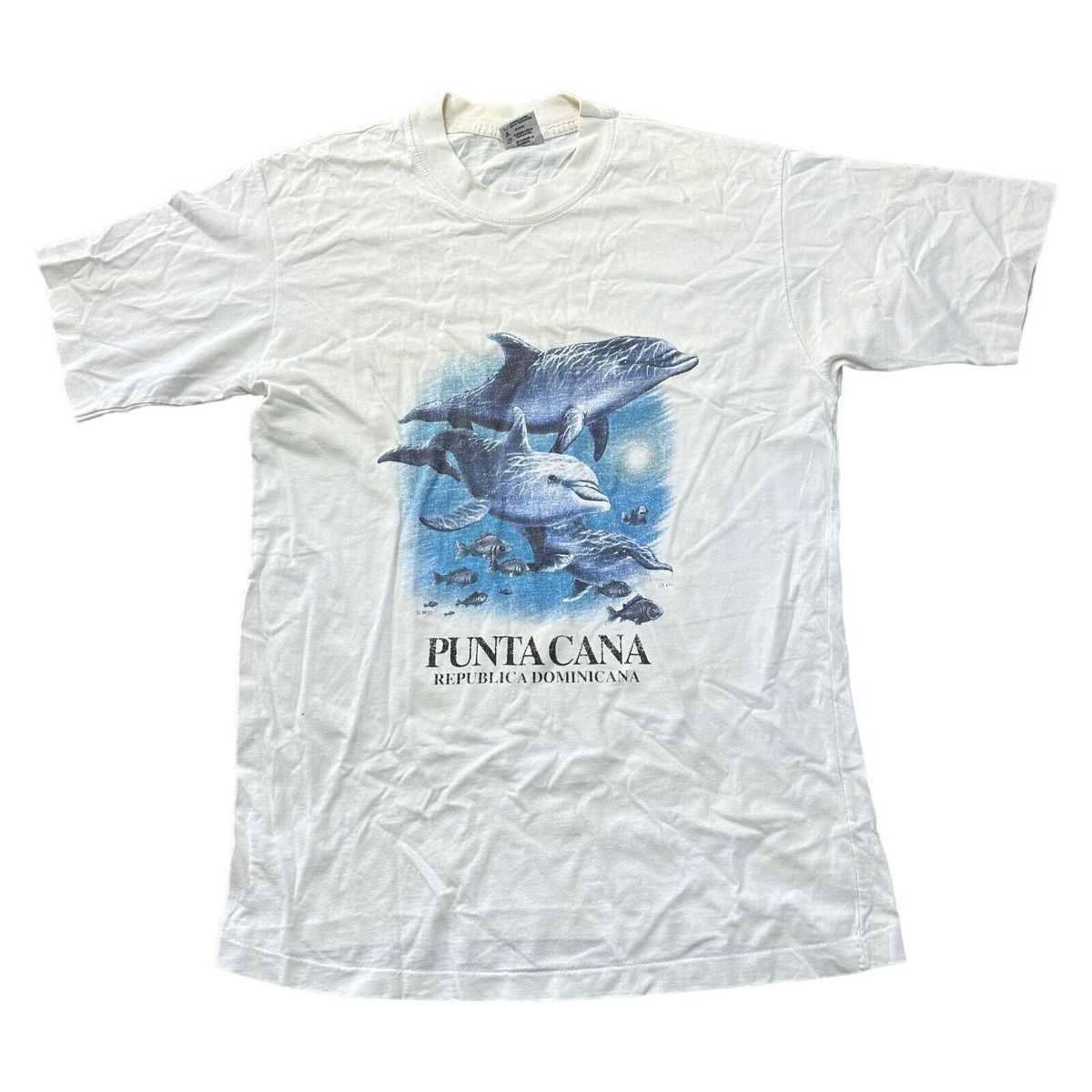 Vintage Arena Single Stitch T-Shirt Mens Womens Tees Top Wildlife Graphic Print Dolphins Mens_viptrois.com