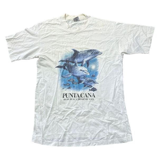 Vintage Arena Single Stitch T-Shirt Mens Womens Tees Top Wildlife Graphic Print Dolphins Mens_viptrois.com