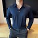 Men's Autumn V Neck Polo Shirt Long Sleeve Wrinkle Free Seamless Stretch T-Shirt Stylish Small Collar_viptrois.com