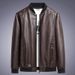 New Men's PU Leather Jacket Slim Fit Fashionable Stand Collar Zipper Casual Outerwear For Autumn (Black, Blue, Yellow) S-8XL_viptrois.com