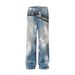 Men's Clothing High Street Three Dimensional Cutting Washed Wide Leg Digital Printing Pattern Overalls Jeans_viptrois.com