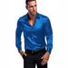 Burgundy Men's Business Casual Long Sleeve Commuter Work Shirt Glossy Reflective Silky Satin_viptrois.com