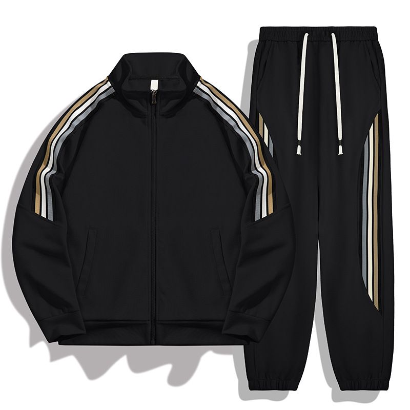 Men's Clothing Spring And Autumn Fashion Large Size Cardigan Stand Collar Sweatshirt Loose Elastic Sweatpants A Complete Set Of Casual Sports Suit_viptrois.com