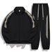 Men's Clothing Spring And Autumn Fashion Large Size Cardigan Stand Collar Sweatshirt Loose Elastic Sweatpants A Complete Set Of Casual Sports Suit_viptrois.com