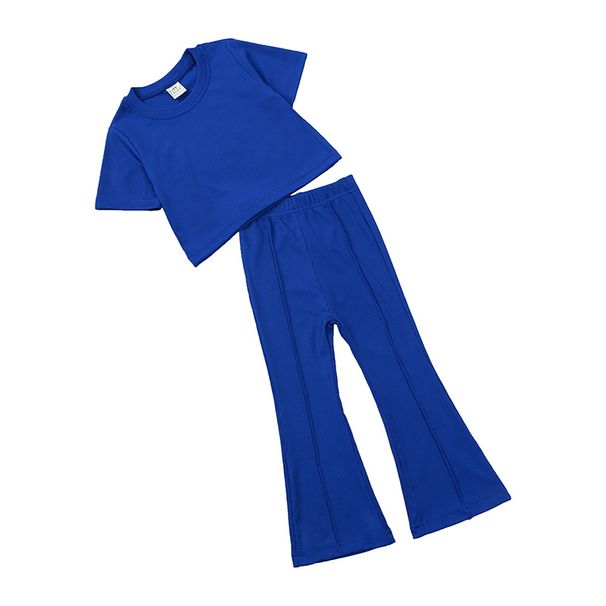spring/summer boys' cable knit two piece set short sve top and pants casual knitwear for kids_viptrois.com