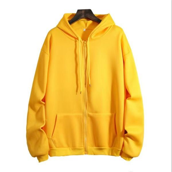 Men's Clothing Zipper Sweater Cardigan Sports Hoodie Solid Color Fleece Loose Top_viptrois.com