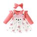 Babies' clothes baby girl long-sleeved fox embroidered false strap mesh dress girls spring and autumn bowknot printed skirt_viptrois.com