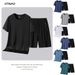 Men's Summer Sportswear Set Short Sleeve T-Shirt & Shorts Outfit Premium Breathable Casual Athletic Suit_viptrois.com