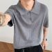 Men's Clothing Men's Summer Thin Wheat Jacquard Polo Sweater Short Sleeve High End Old Money Style T Shirt Cleanfit Half Sleeve_viptrois.com