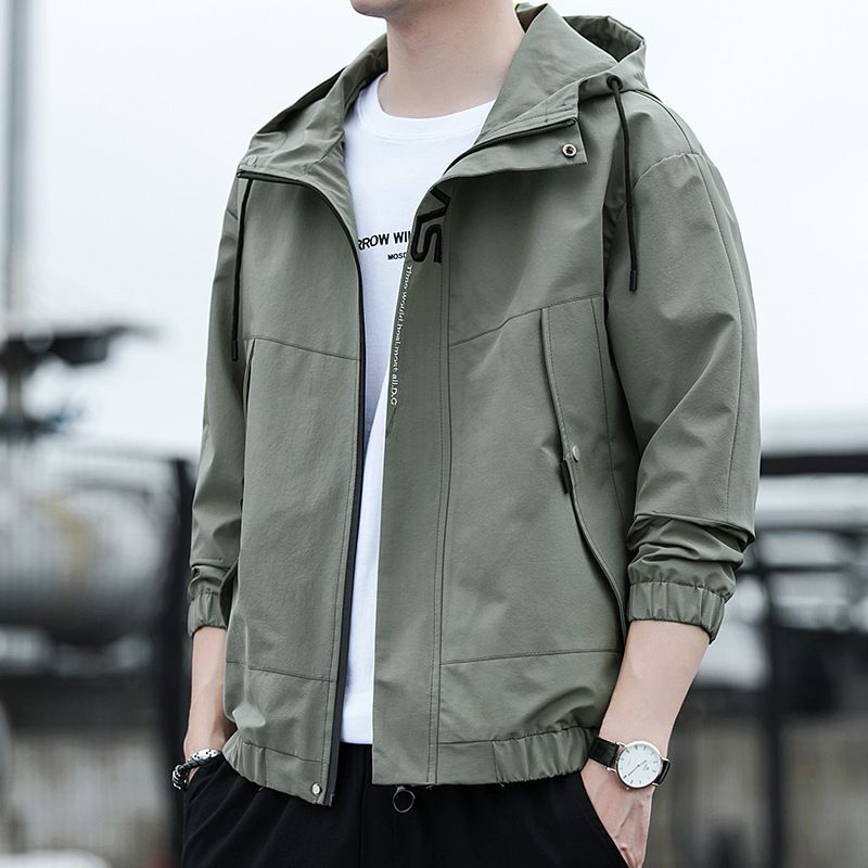 Men's Military Style Work Jacket – Slim-Fit Stand Collar Zip-Up Casual Coat With Utility Pockets (Regular & Fleece-Lined Options)_viptrois.com