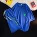 Men's Clothing Letter embroidered two piece leather label T shirt sports short sleeved suit men's summer new Hong Kong style loose casual shorts_viptrois.com