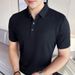 Summer New Ice Silk Thin Men's Short Sleeve Polo Shirt High Elastic And Traceless Waffle Solid Color Lapel T-Shirt_viptrois.com