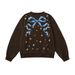 Street Fashion Brand Vibe Bowknot Star Print Crew Neck Sweatshirt Men Loose Casual Spring Autumn Pullover Sportswear_viptrois.com