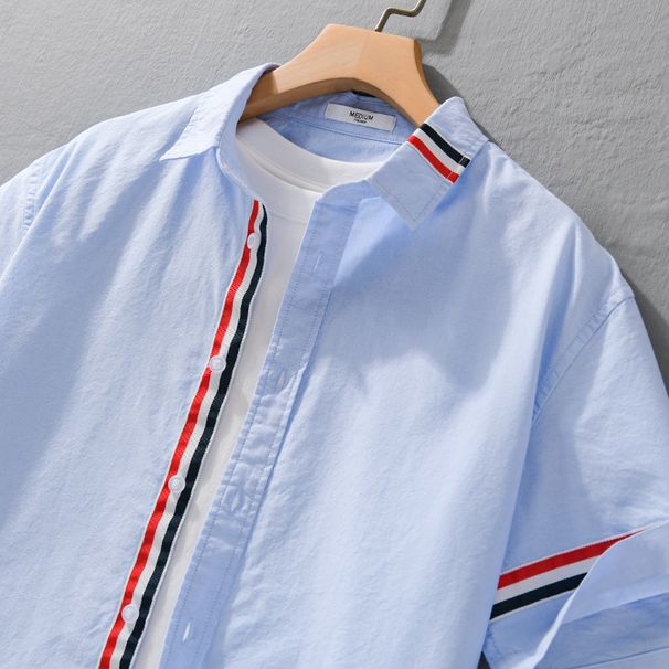 Summer Men's Pure Cotton Short Sleeved Shirt Trend Casual, Loose, Versatile, Fresh And High-end, Handsome Men's Shirt_viptrois.com
