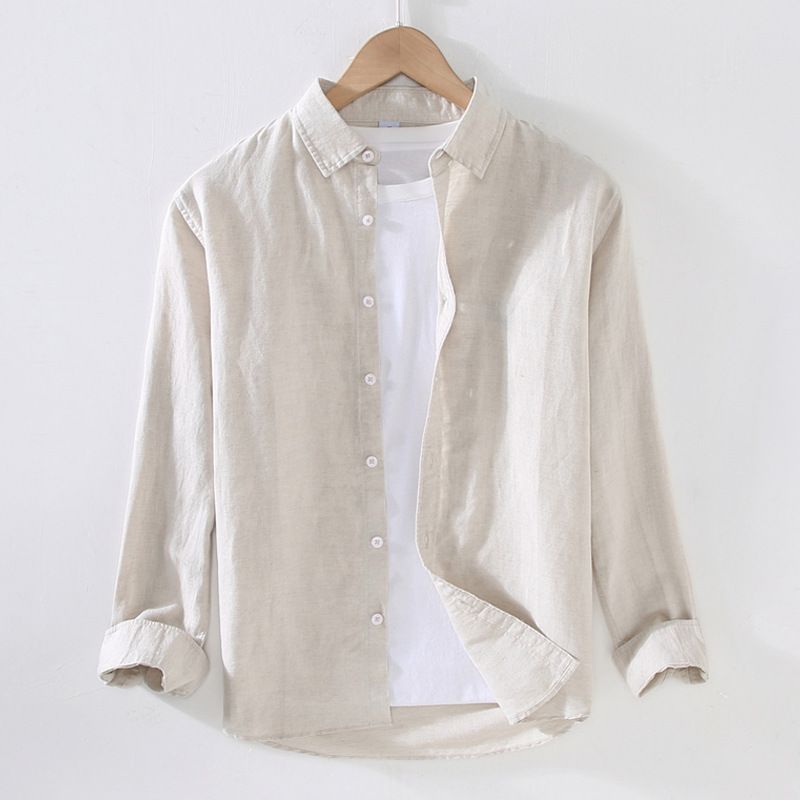 Men's Clothing Long Sleeved Linen Shirt Men's Loose Fashion Casual Cotton And Linen Shirt Jacket_viptrois.com