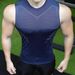 Men's Quick Drying Compression Sports Vest High Elasticity Fitness Wear Sleeveless T-Shirt for Basketball Training Running_viptrois.com