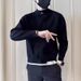New casual semi high neck sweater men's autumn and winter trendy brand cool and slim fit knitted sweater_viptrois.com