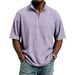Men's Clothing Simple Corduroy Stand Collar Men's Summer Corduroy Short Sleeve Shirt – Relaxed Fit Zip-Up Stand Collar In 10 Colors_viptrois.com