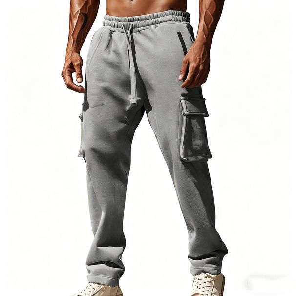 Men's Utility Cargo Overalls - Multi-Pocket Straight-Leg Pants (Black/Navy/Khaki) - Workwear-Inspired Casual Trousers_viptrois.com