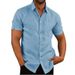 2023 Summer Polo Solid Short Sleeve Button Shirt Men's Clothing_viptrois.com